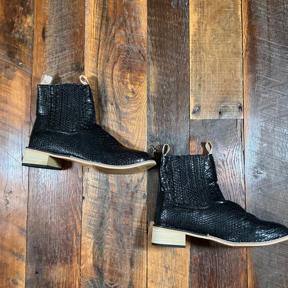 Black Faux Crocodile Western Chelsea Ankle Boots Men’s Size 45/12 - Picture 8 of 8